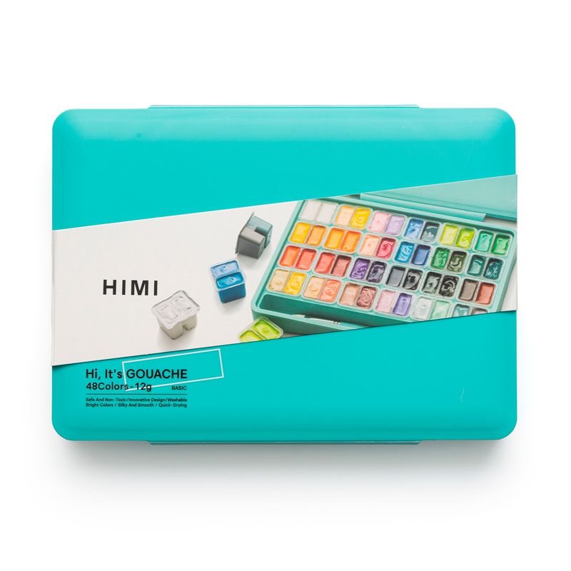 HIMI - Himi Set Gouache 48 Colores Twin Cup 12g + 3 pinceles Verde