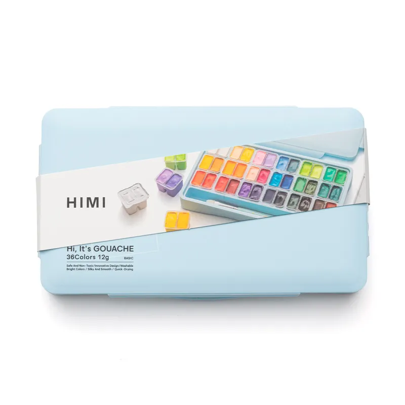 HIMI - Himi Set Gouache 36 Colores Twin Cup 12g + 3 pinceles Azul