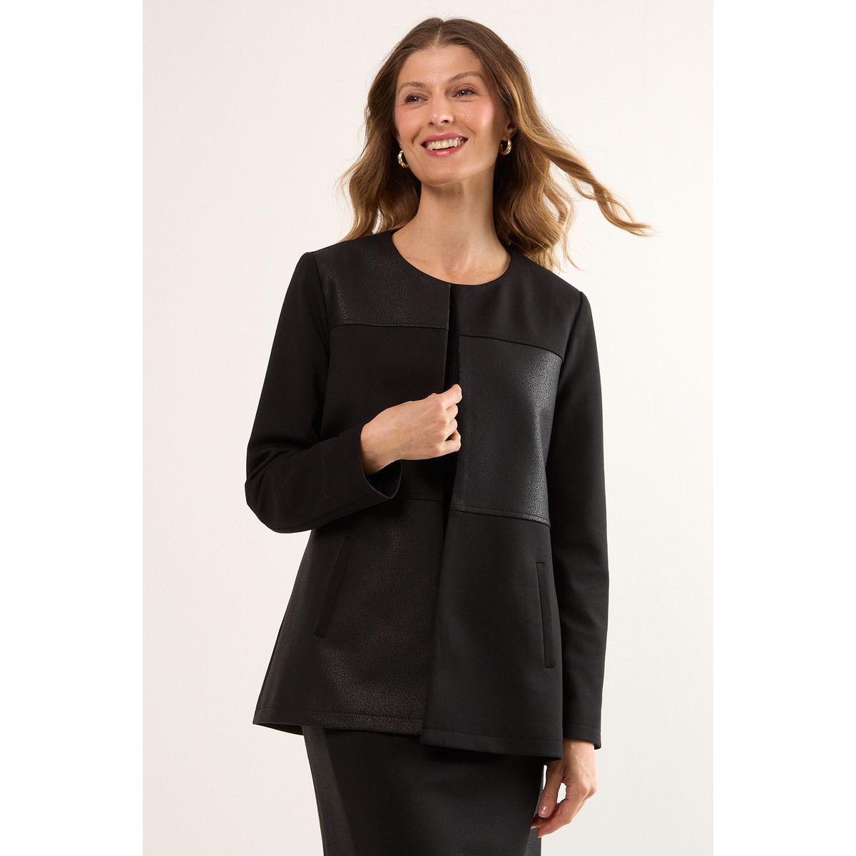 MA GRIFFE - Tapado Abierto Mujer Negro Magriffe