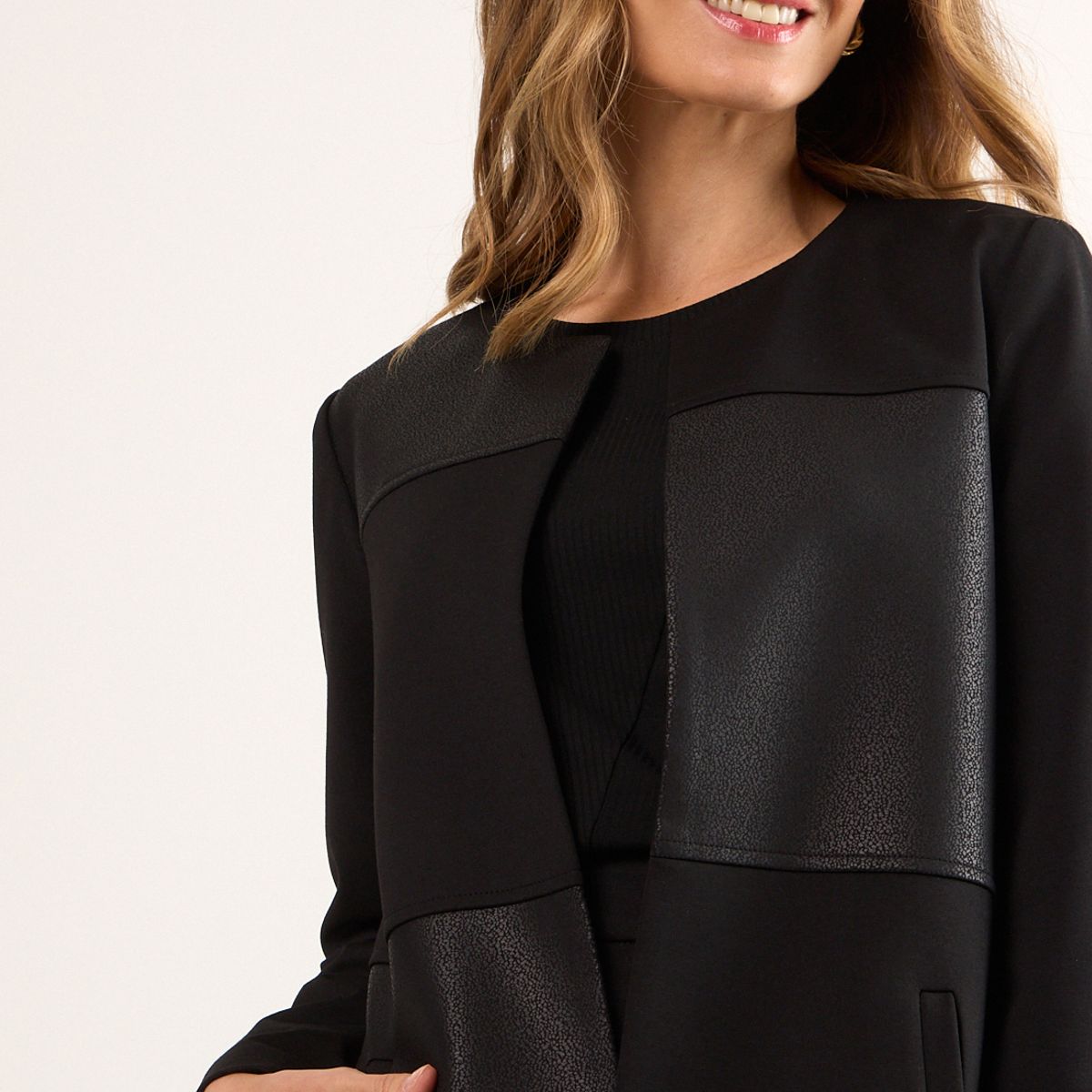 MA GRIFFE - Tapado Abierto Mujer Negro Magriffe