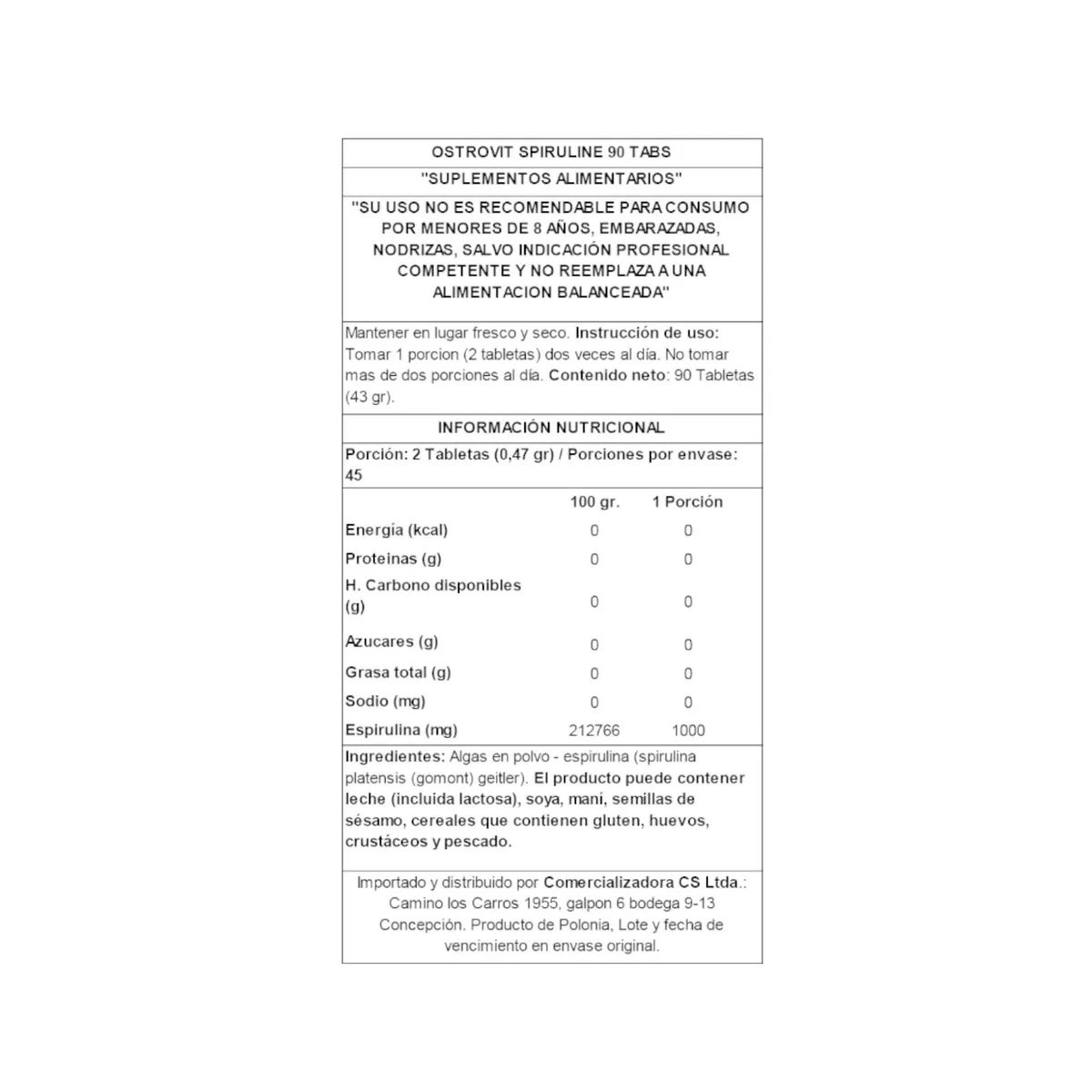OSTROVIT - SPIRULINA 90 TABLETAS - OSTROVIT