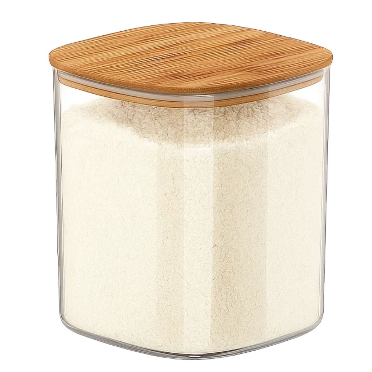 GENERICO - Set 3 Frasco Hermetico Cuadrado 180mL Vidrio 6cm Tapa Bambú