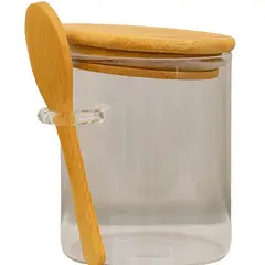 GENERICO - Frasco Contenedor Hermetico 550mL Vidrio 12cm Redondo Cuchara