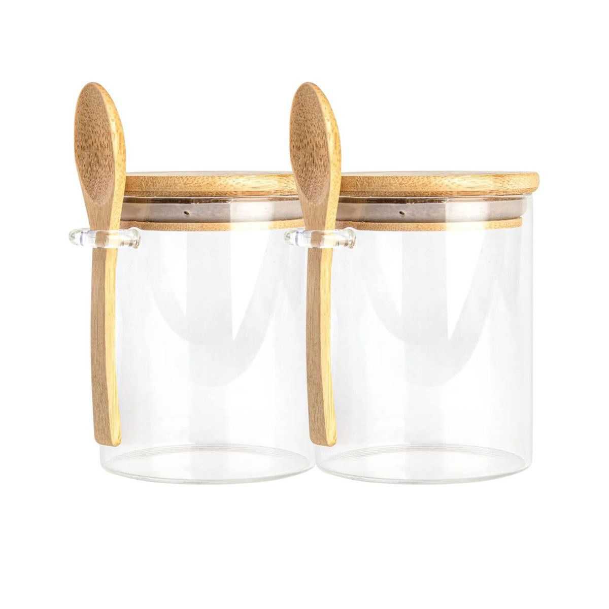 GENERICO - Set 2 Frasco Contenedor Hermetico 700mL 15cm Redondo Cuchara