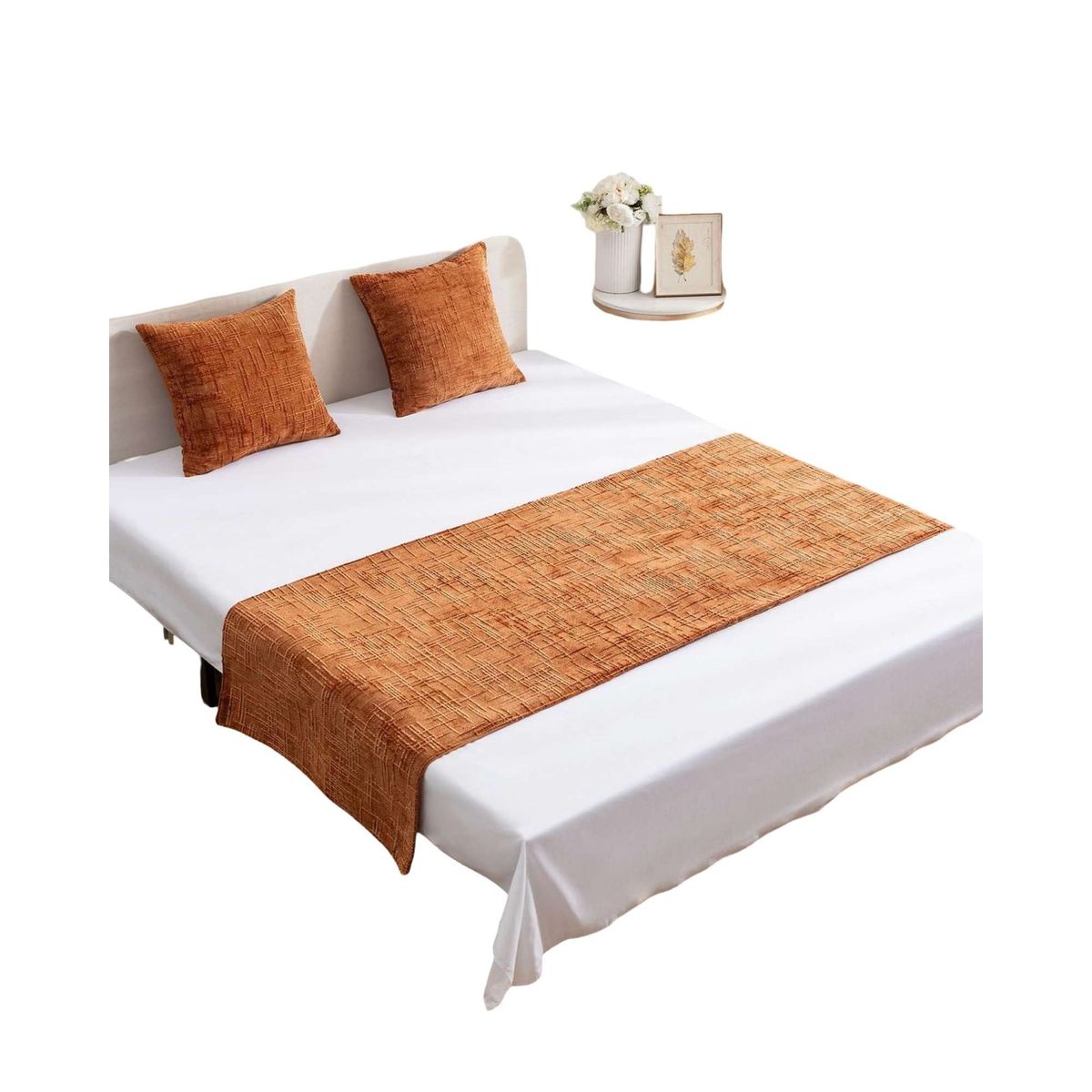 GENERICO - PIECERA MAS 2 FUNDAS MODELO CHENILLE NARANJA