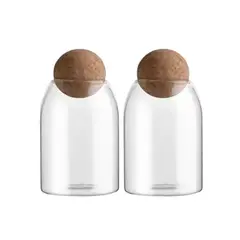 GENERICO - Set 2 Botellas Frascos Contenedor 880mL Vidrio 15cm Tapa Corcho