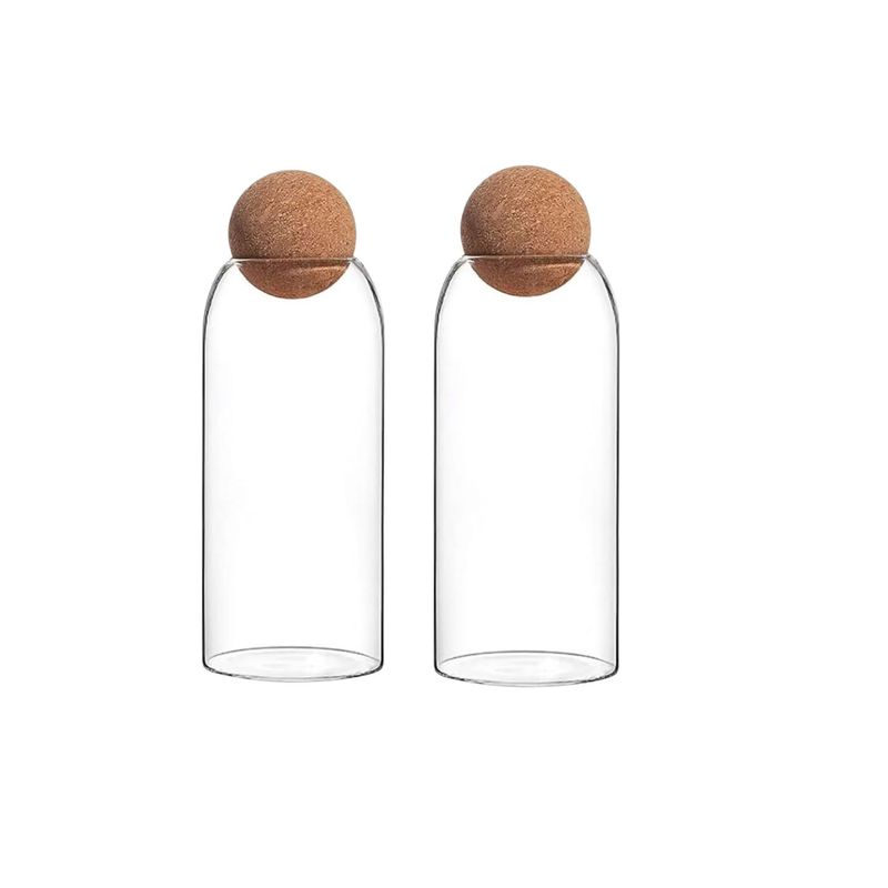 GENERICO - Set 2 Botellas Frascos Contenedor 1200mL Vidrio 20cm Corcho