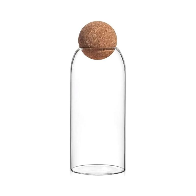 GENERICO - Botella Frasco Contenedor 1500mL Vidrio 25cm Con Tapa Corcho
