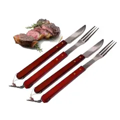 GENERICO - Pack2 Set Parrillero Asado Cuchillo Tenedor Acero Inoxidable