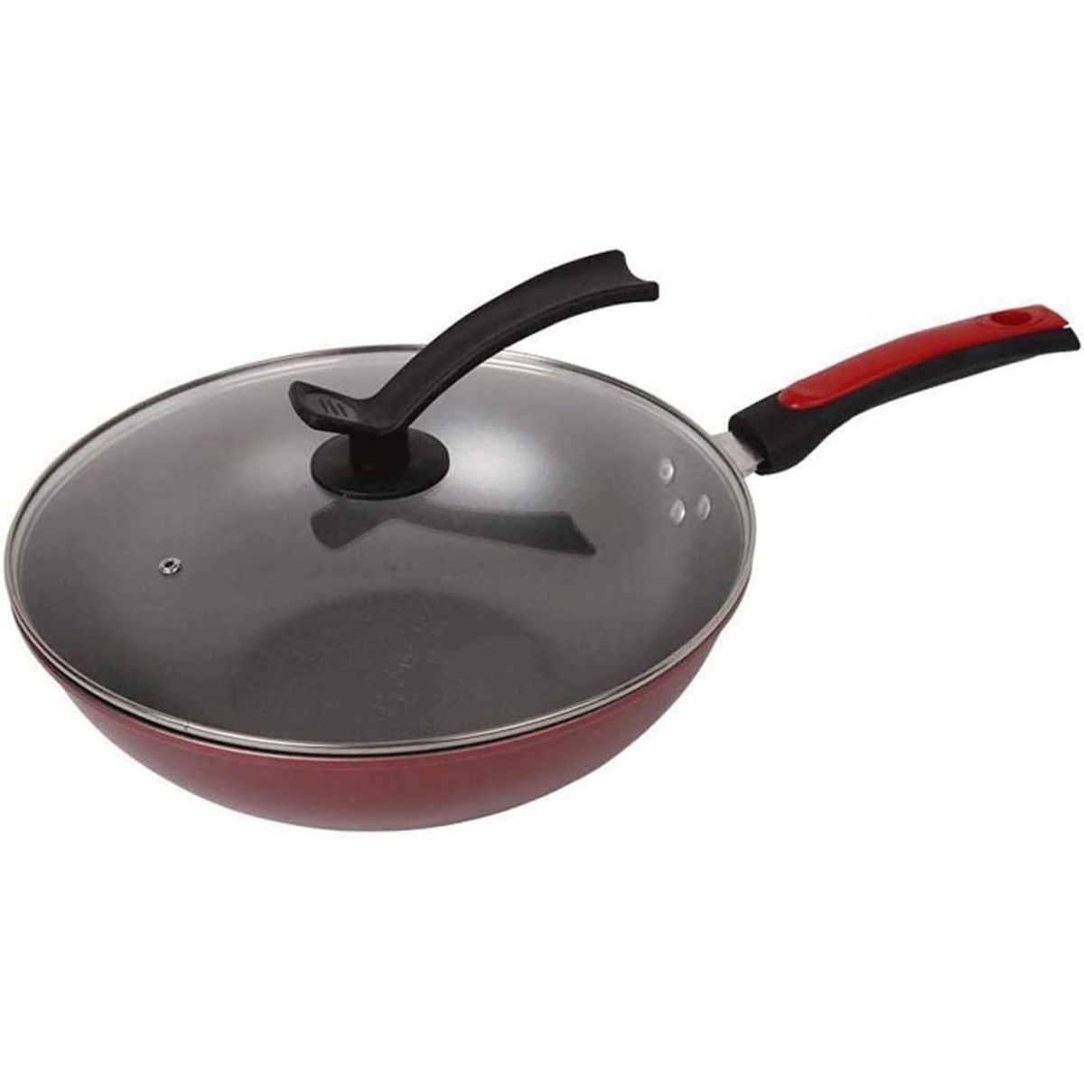 CRUSEC - Sartén Wok De Cocina Con Tapa 32 CM Coccion Antiadherente
