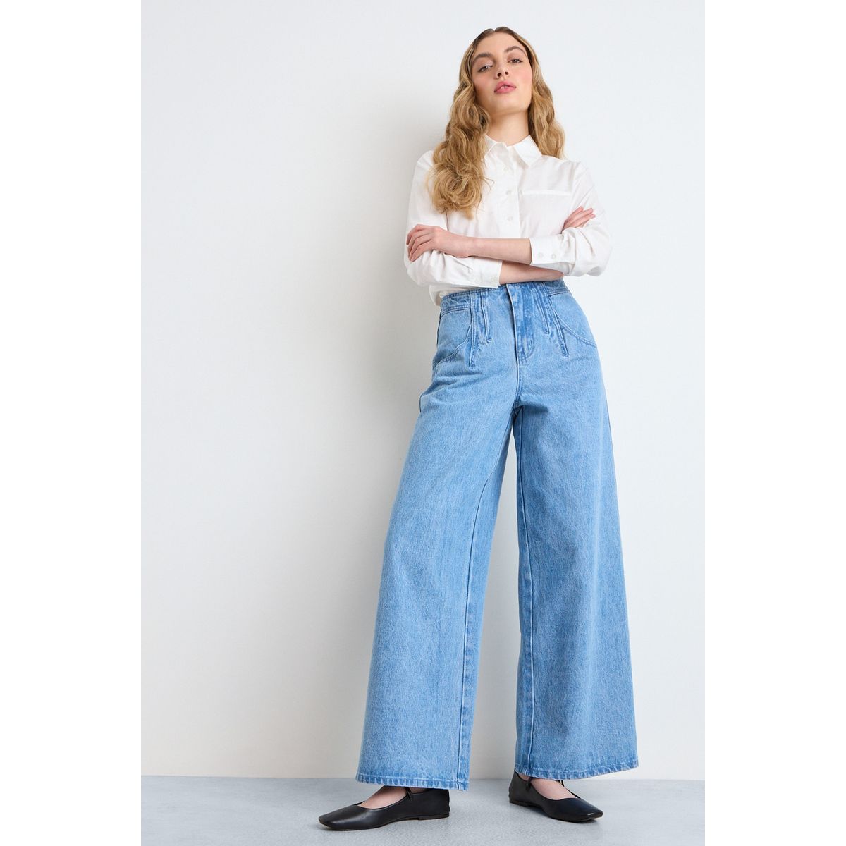 IO - Jeans Wide Leg Mujer Celeste IO