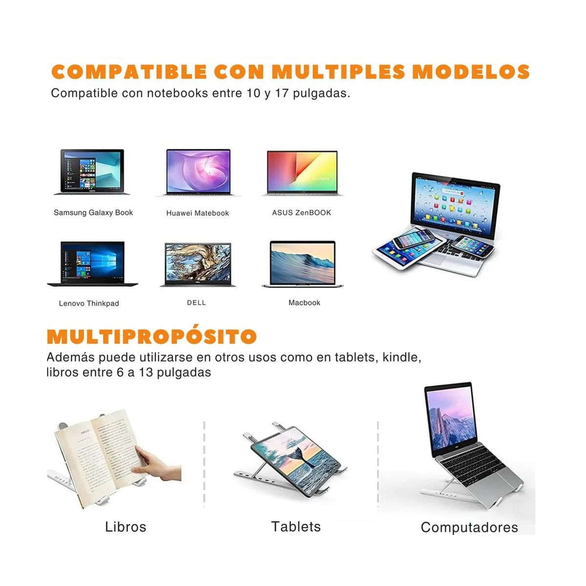GENERICO - Soporte Para Computadora Base Metálica Porta Notebook