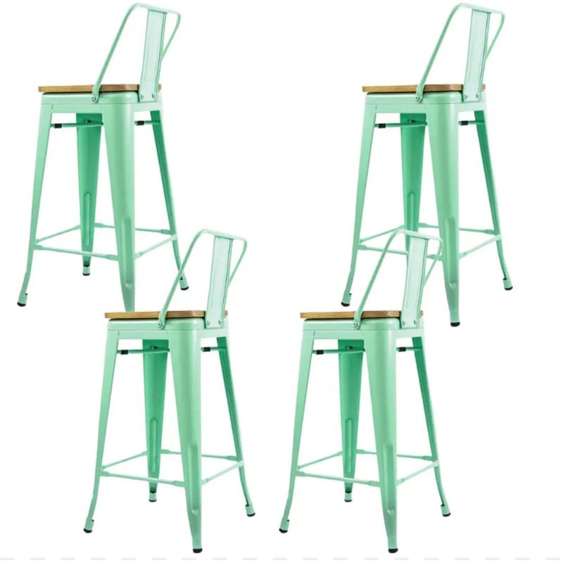 HABITA2 CHILE - Pack 4 Taburete Tolix metal con asiento de madera 66 cm - Menta