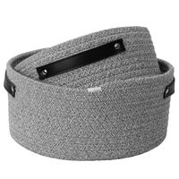 Set 2 Cestas Canastos Organizadores De Algodón Tonos Grises