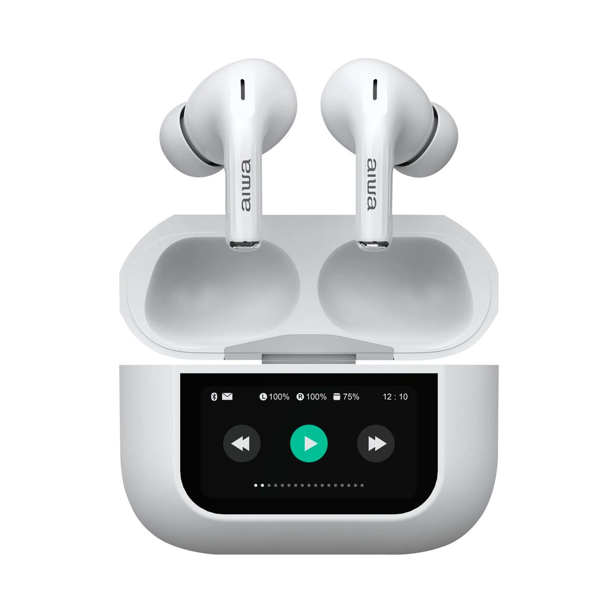 AIWA - Audífonos Inalámbricos Aiwa In Ear Pantalla Táctil Aw-Twsgpro Blanco