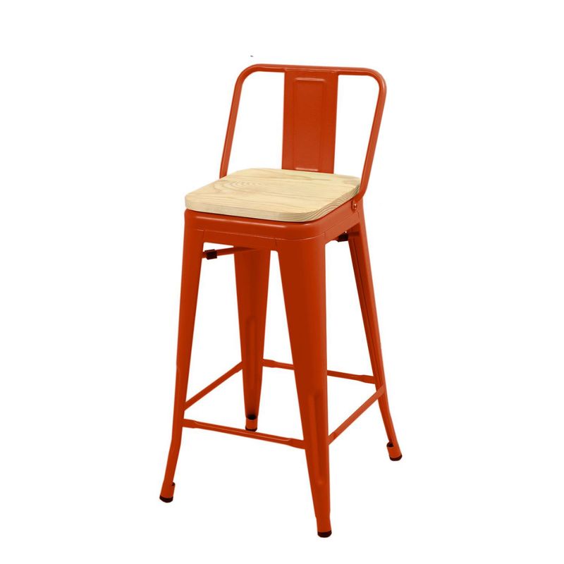 HABITA2 CHILE - Taburete Tolix metal con asiento de madera 66 cm - Rojo