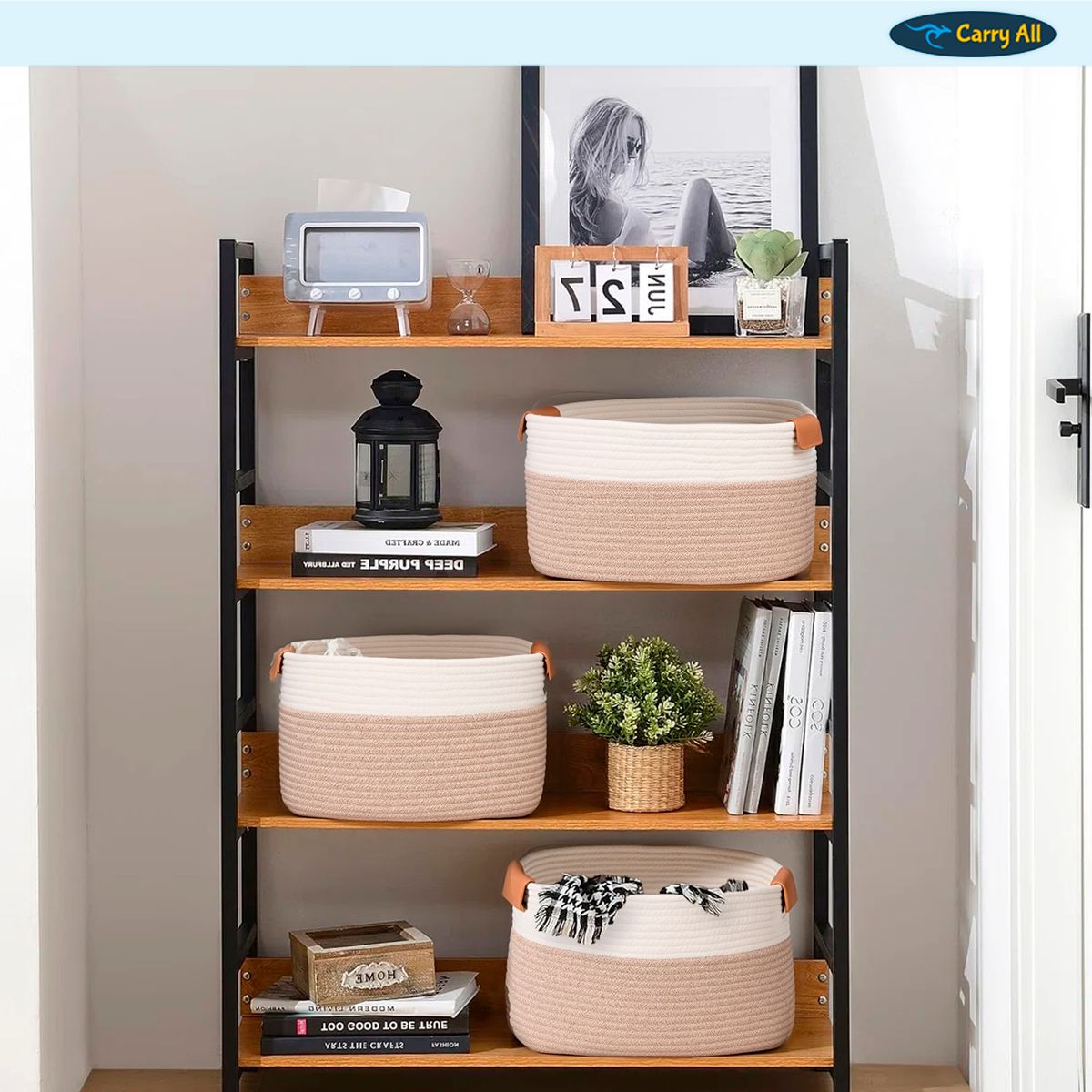 CARRY ALL - Canasto Cesta Organizadora De Algodon Carry All Tonos Tierra L