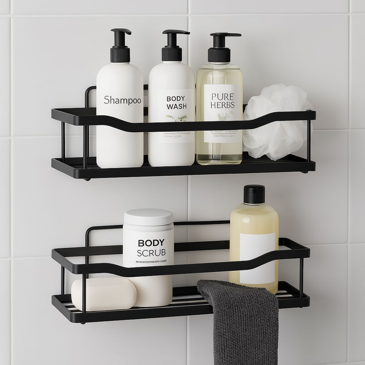 JAVIMATE - SET 2 ORGANIZADORES DE DUCHA NEGRO