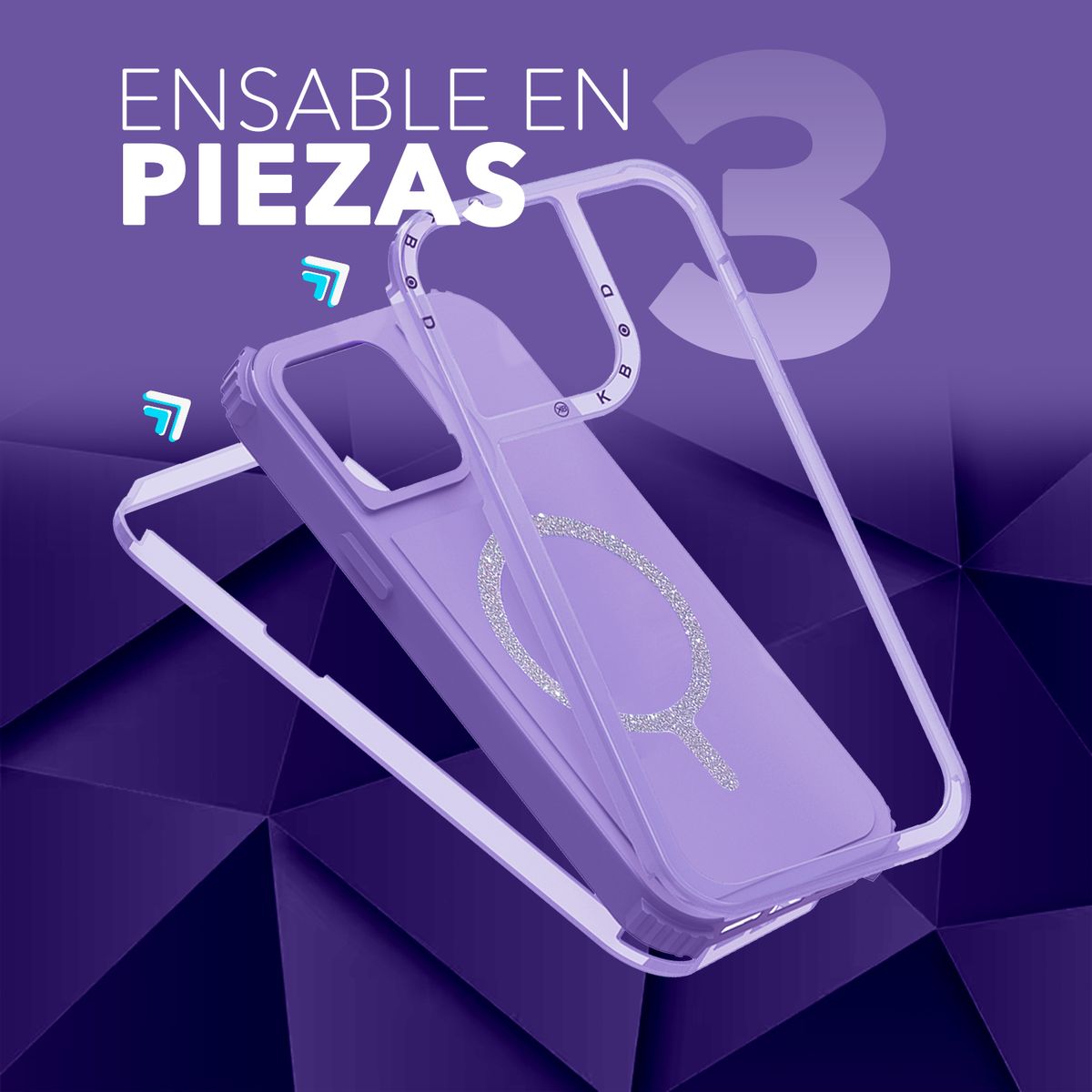 KBOD - Carcasa 360 Antigolpe Magnetic Brillo Kbod Urban Play Shinny Para iPhone 16 Lila