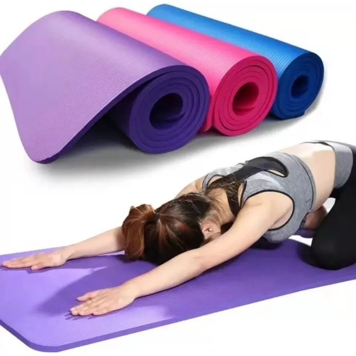 GENERICO - Mat Yoga Colchoneta 185x61 Cm Espesor 10mm Pilates Ejercicio Color Azul