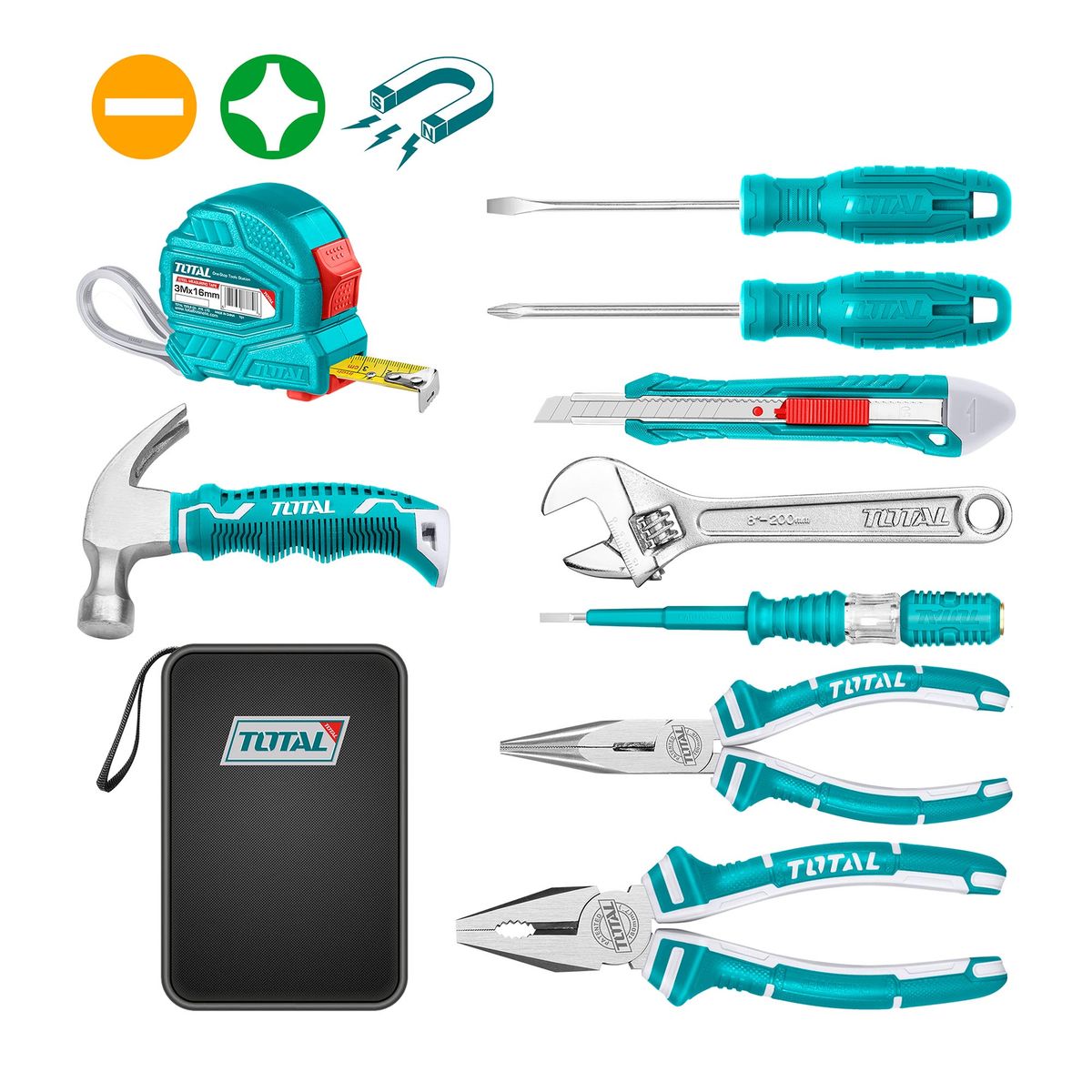 TOTAL TOOLS - Juego de Herramientas Manuales 9 Piezas Total