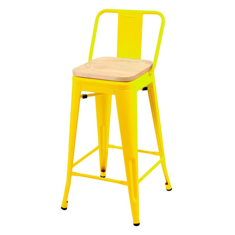 HABITA2 CHILE - Taburete Tolix metal con asiento de madera 66 cm