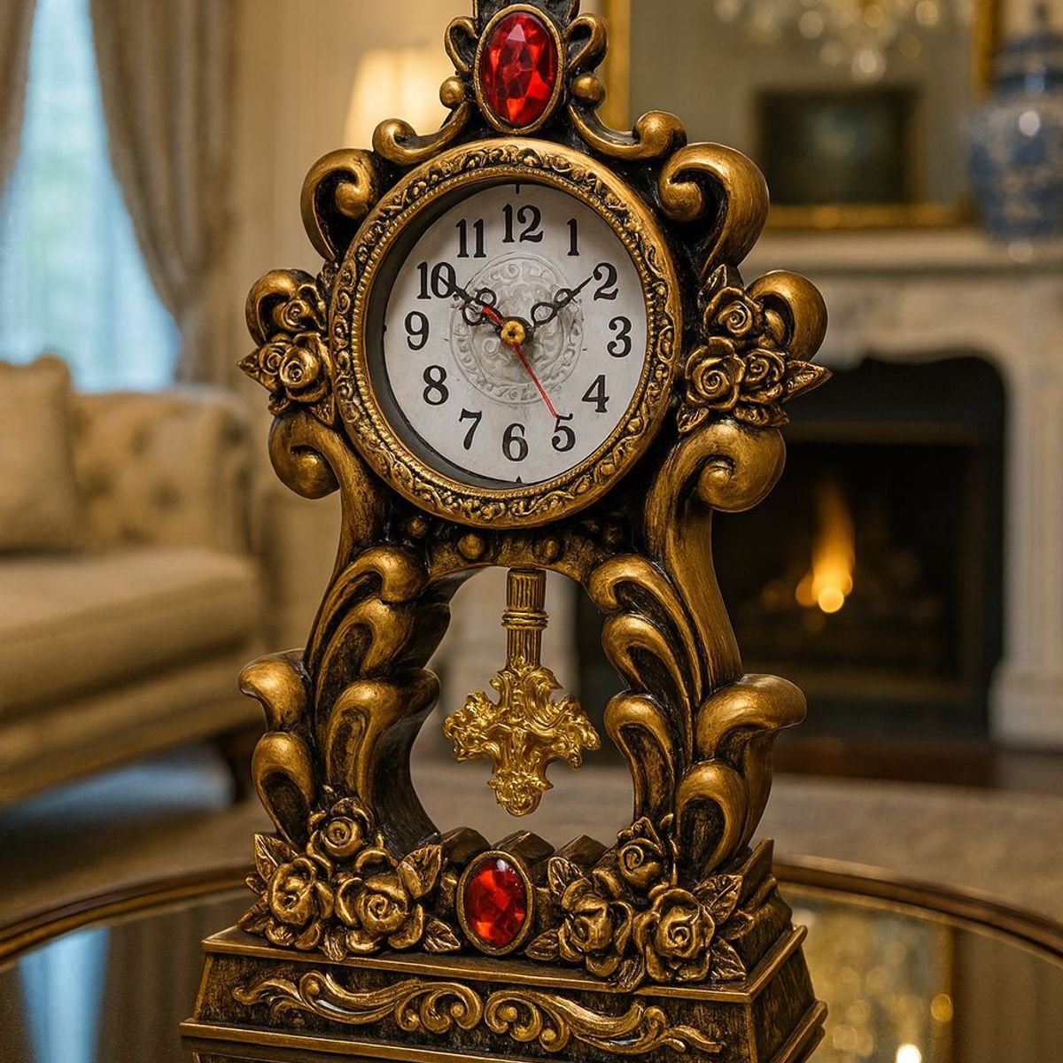 GENERICO - Reloj de Mesa Estilo Vintage Elegantes con Detalles Decorativo