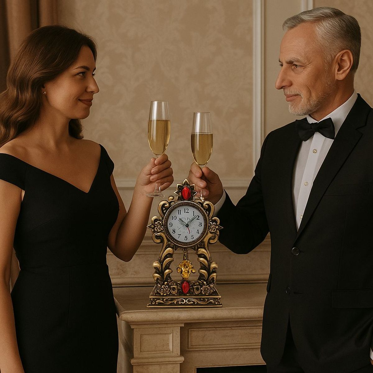 GENERICO - Reloj de Mesa Estilo Vintage Elegantes con Detalles Decorativo