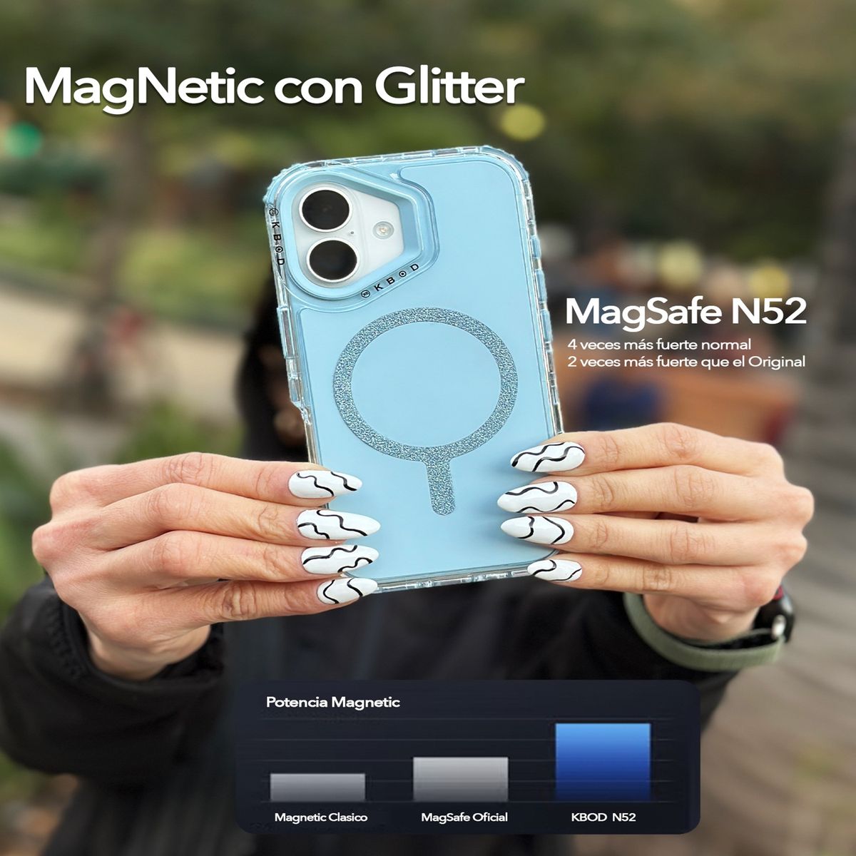 KBOD - Carcasa 360 Antigolpe Magnetic Brillo Kbod Urban Play Shinny Para iPhone 16 Pro Celeste