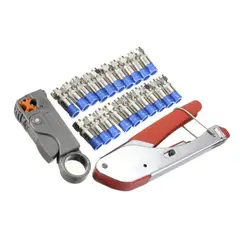 GENERICO - Pack Crimpeadora Pelacable Coaxial 20 Conectores Rg6 Rg59