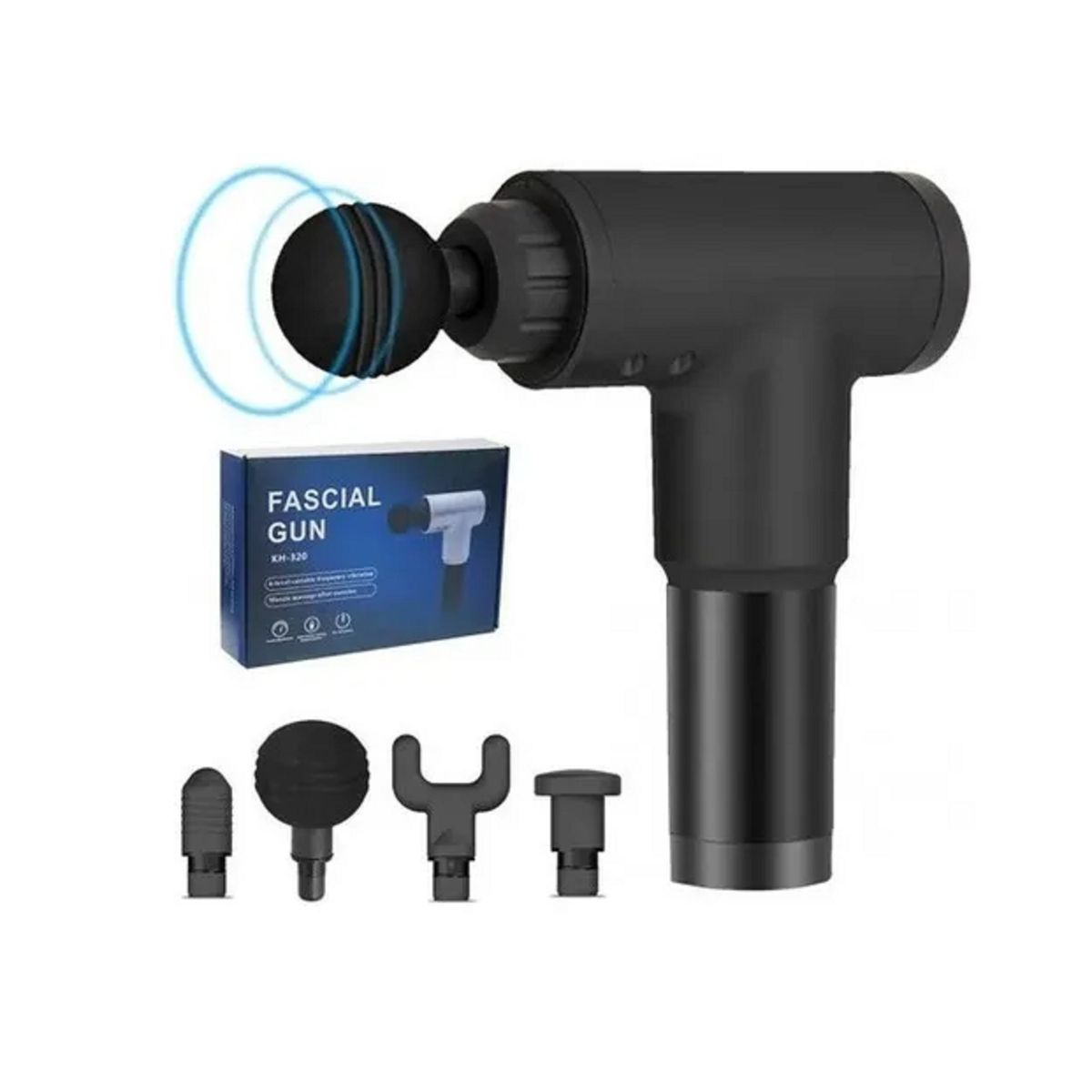 GENERICO - Pistola Masaje Muscular 4 Accesorios