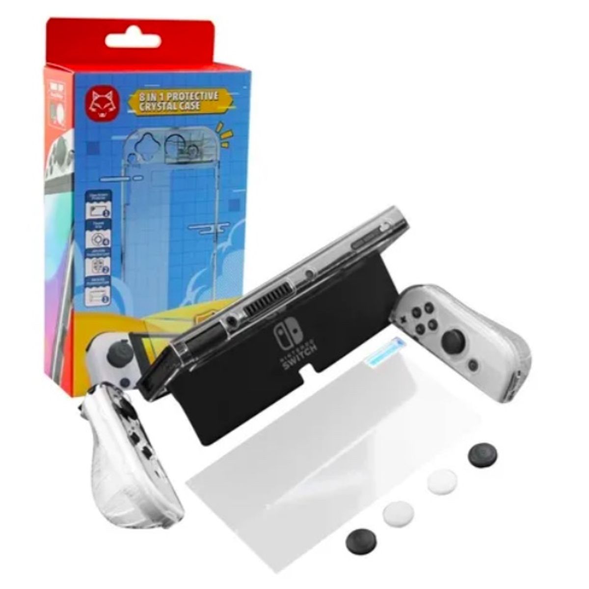 ATLAS - Pack Proteccion Carcasa Lamina Nintendo Switch Oled 8 En 1