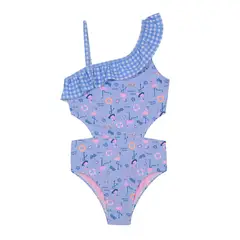 H2O WEAR - Traje de Baño Niña 1 Hombro Cut Out UV50 Celeste - Celeste