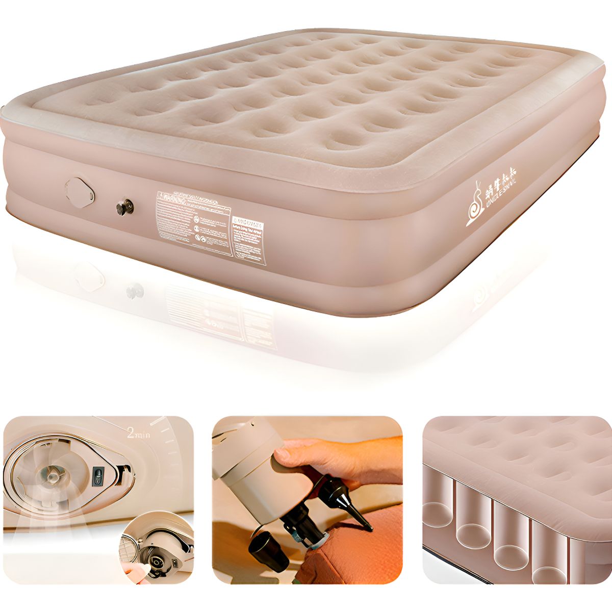 HOMEBRANDT - Colchon Cama Inflable Con Bomba Extraible De 2 plazas 40cm