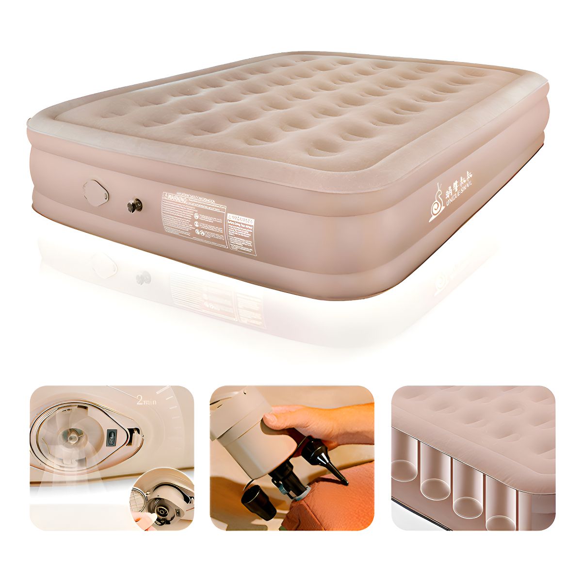 HOMEBRANDT - Colchon Cama Inflable Con Bomba Extraible De 2 plazas 40cm