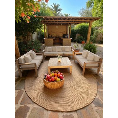 Imagen 2 del producto TERRAZA RÚSTICA MODELO AMBAR 7 CUERPOS COLOR ROBLE COJINERÍA BEIGE V1