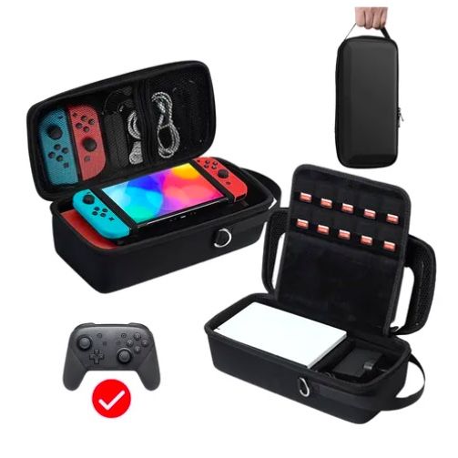 ATLAS Estuche Funda Para Nintendo Switch Oled Gran Capacidad Viaje Negro