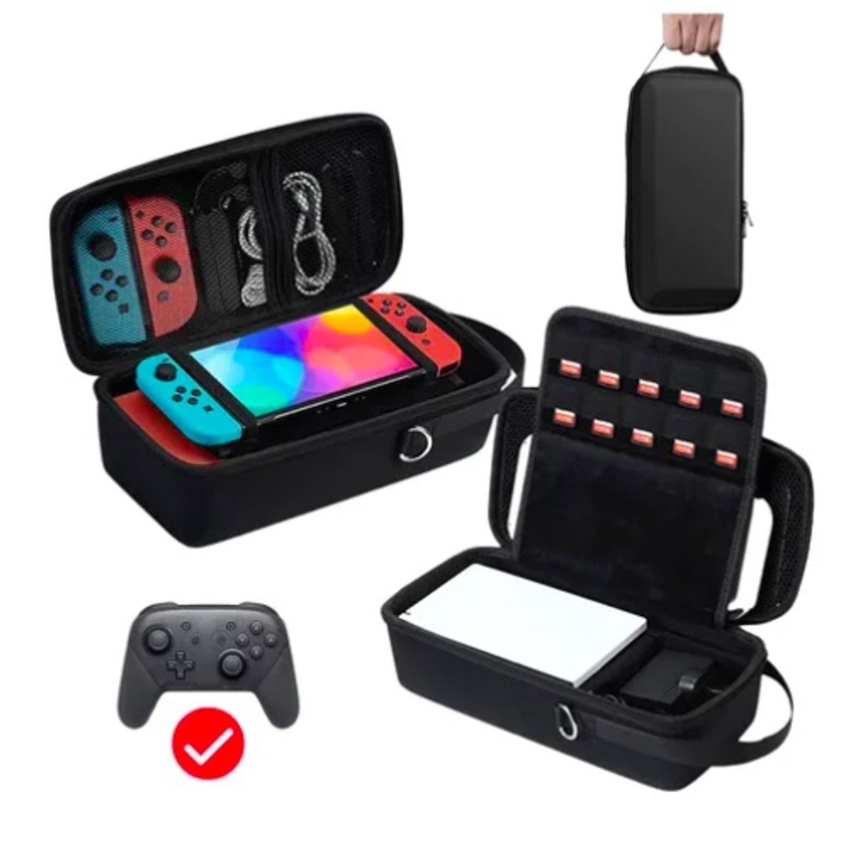 ATLAS - Estuche Funda Para Nintendo Switch Oled Gran Capacidad Viaje Negro
