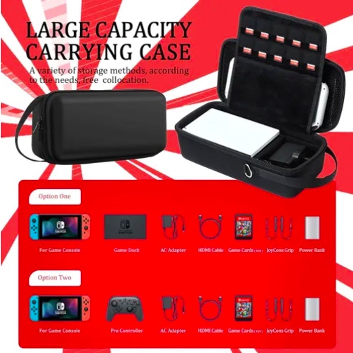 ATLAS - Estuche Funda Para Nintendo Switch Oled Gran Capacidad Viaje Negro