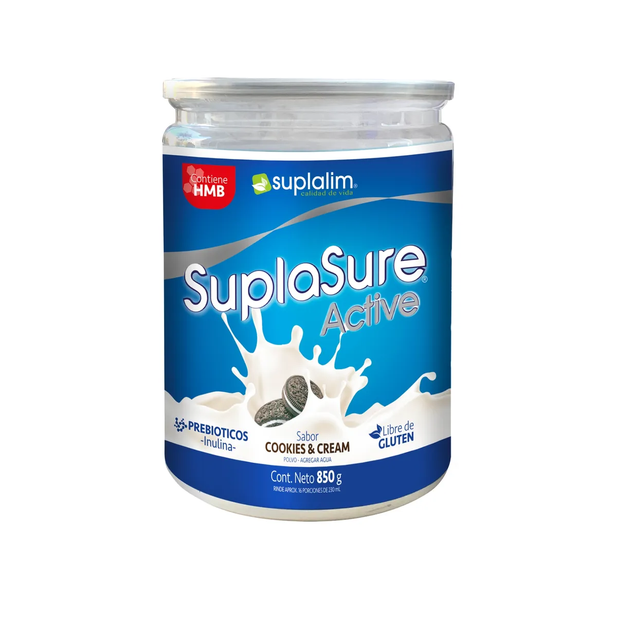 SUPLALIM - SuplaSure® Active Cookies & Cream  Nutrición Equilibrada para Adultos Activos y Mayores Sin Lactosa