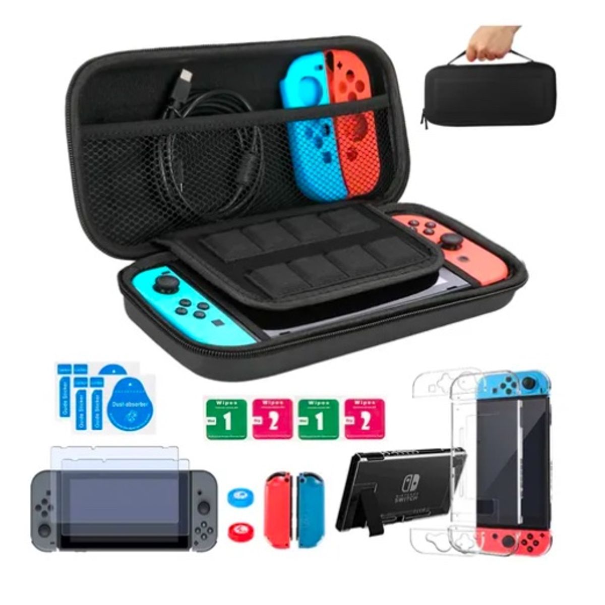 ATLAS - Estuche Protector Para Nintendo Switch Normal Pack 17 En 1
