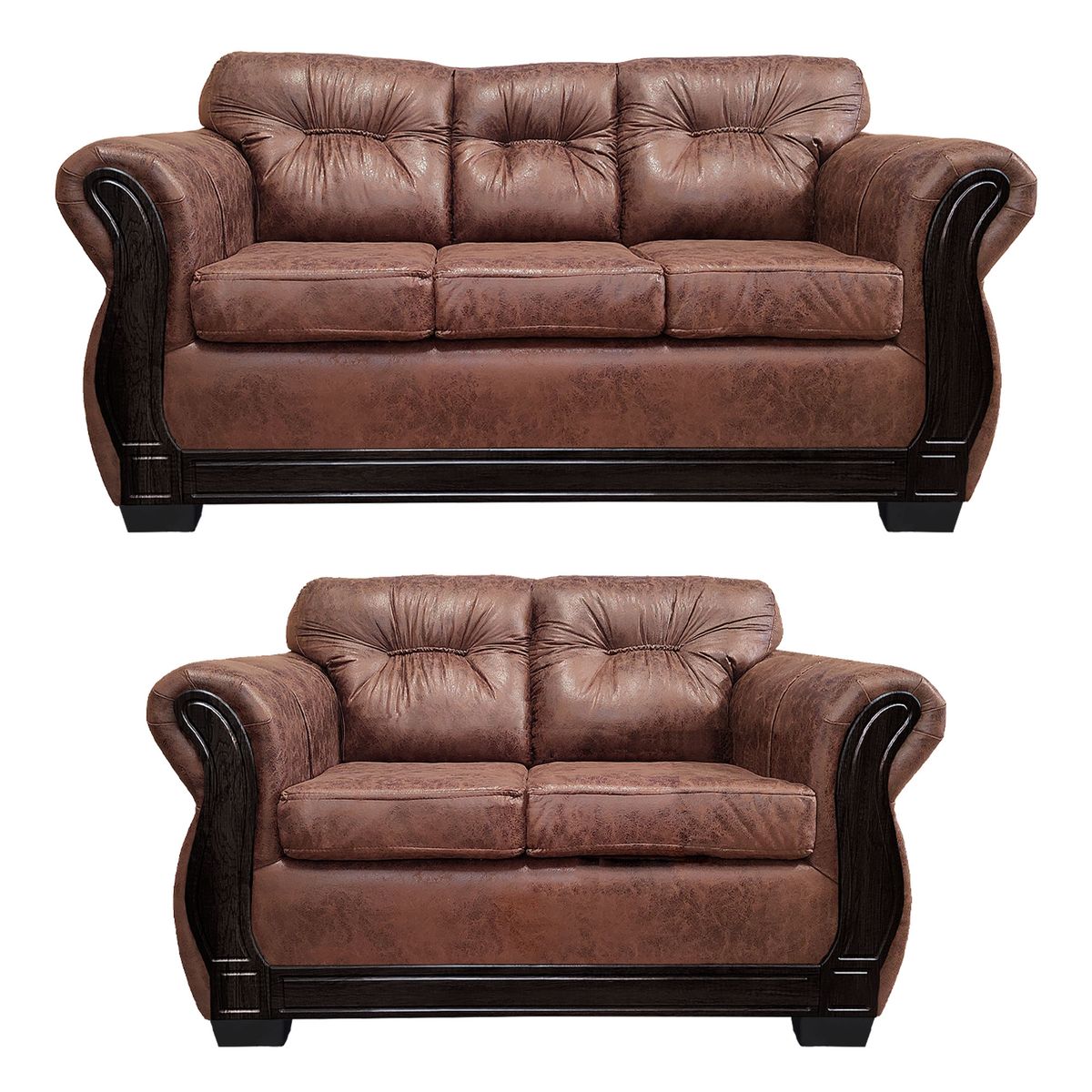 AMERICA DECORA - Living Con Respaldo Confortable 5 Cuerpos Taurus 3+2 Envejecido Terracota