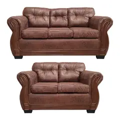 AMERICA DECORA - Living Con Respaldo Confortable 5 Cuerpos Taurus 3+2 Envejecido Terracota X