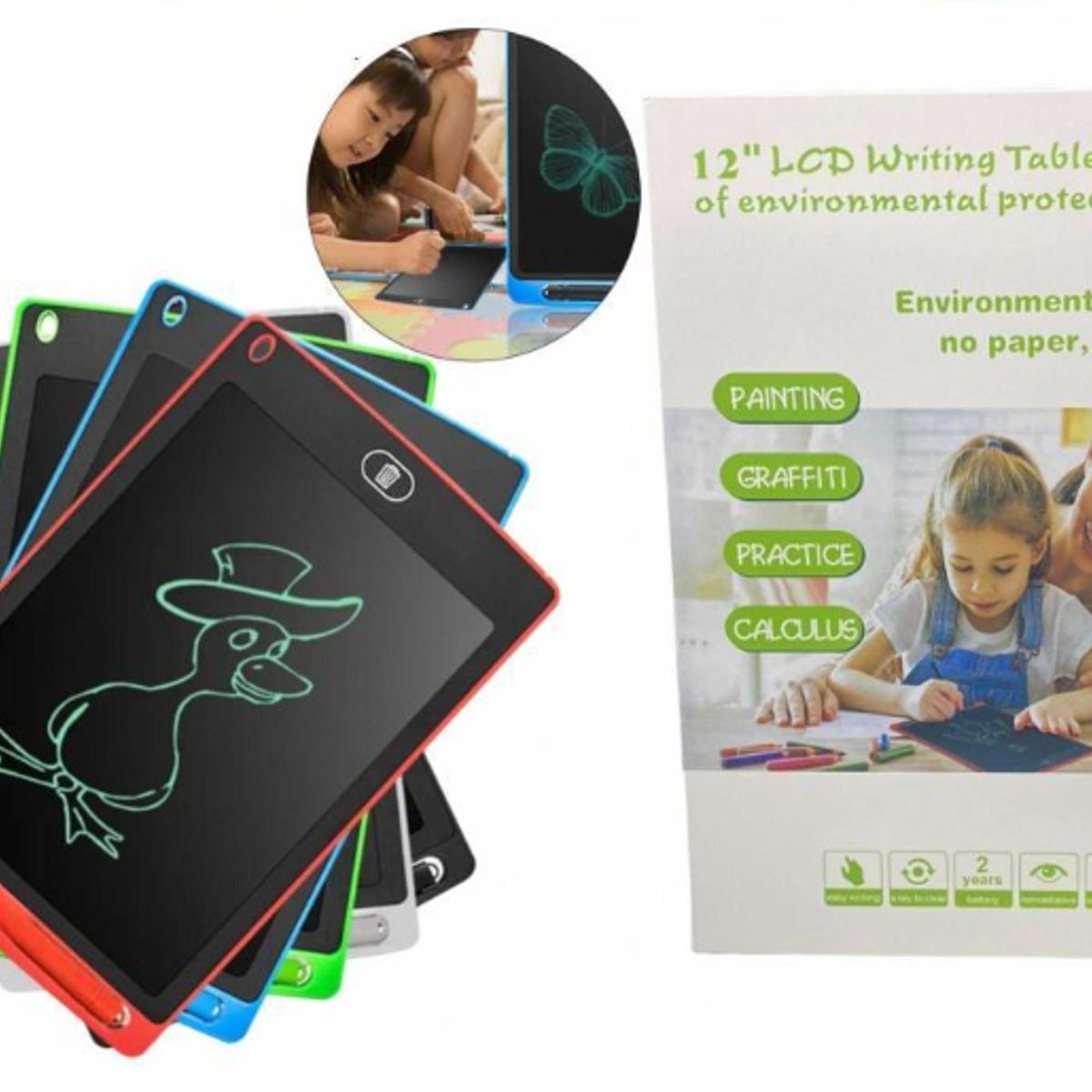 GENERICO - Tableta De Dibujo LCD De 12 De Niños Colores Surtidos