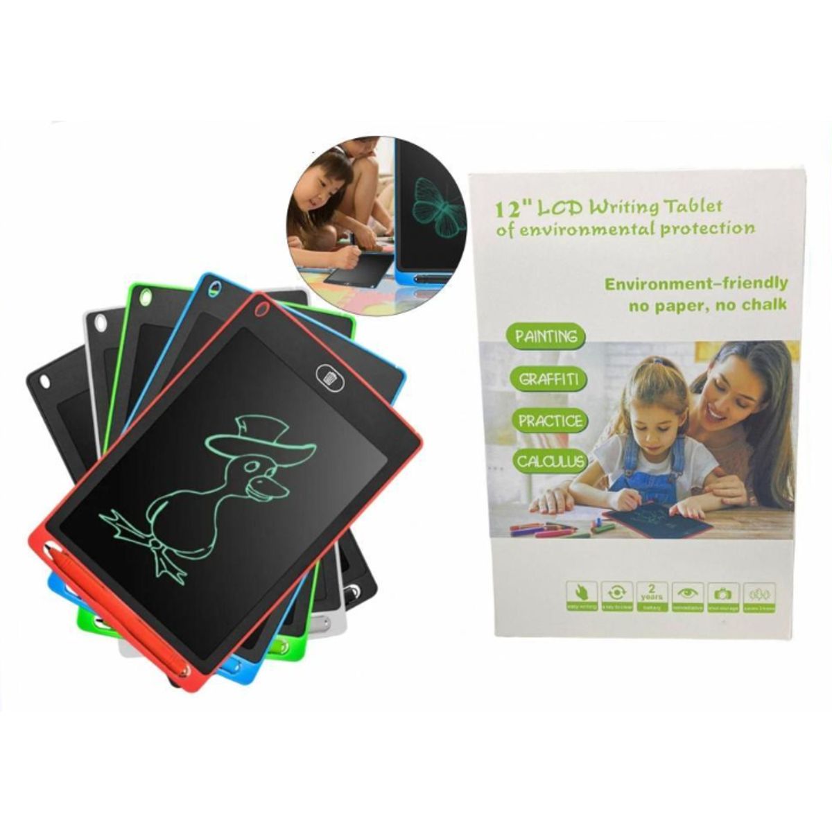 GENERICO - Tableta De Dibujo LCD De 12 De Niños Colores Surtidos