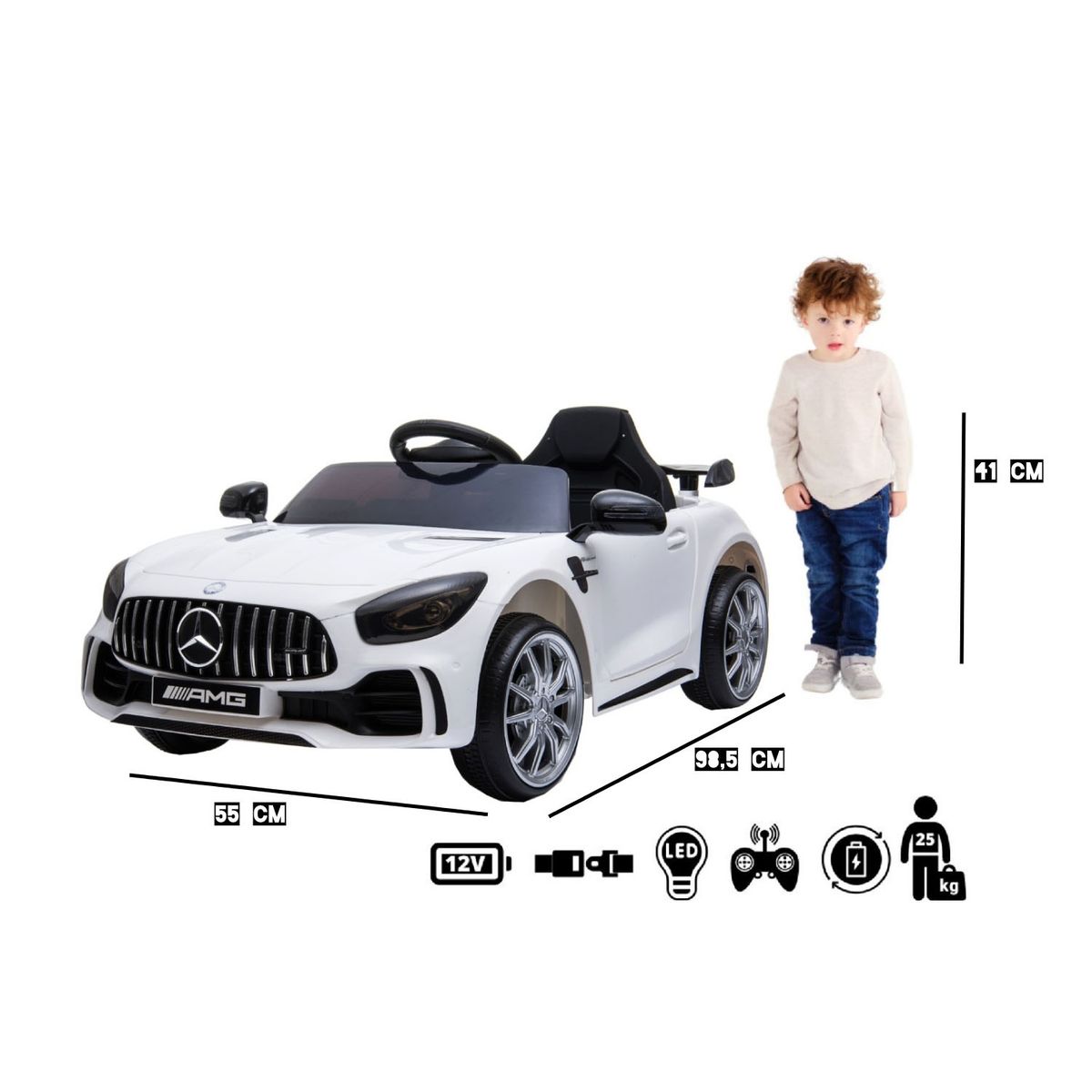 KIDSCOOL - Auto A Batería Mercedes Benz Blanco Kidscool