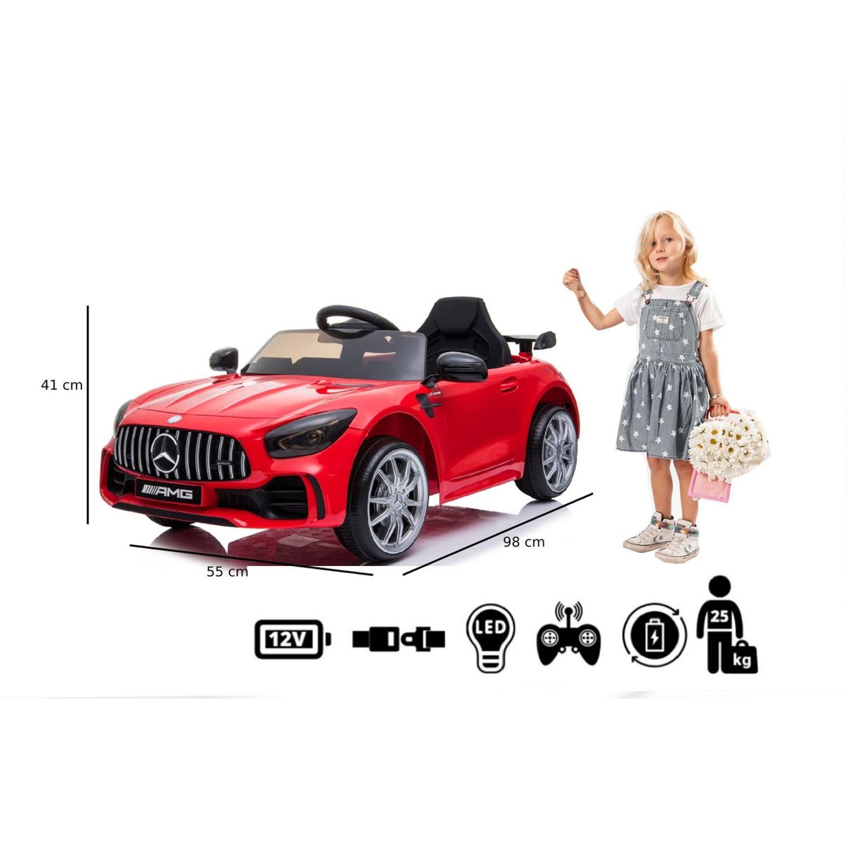 KIDSCOOL - Auto A Bateria Mercedes Benz Rojo Kidscool