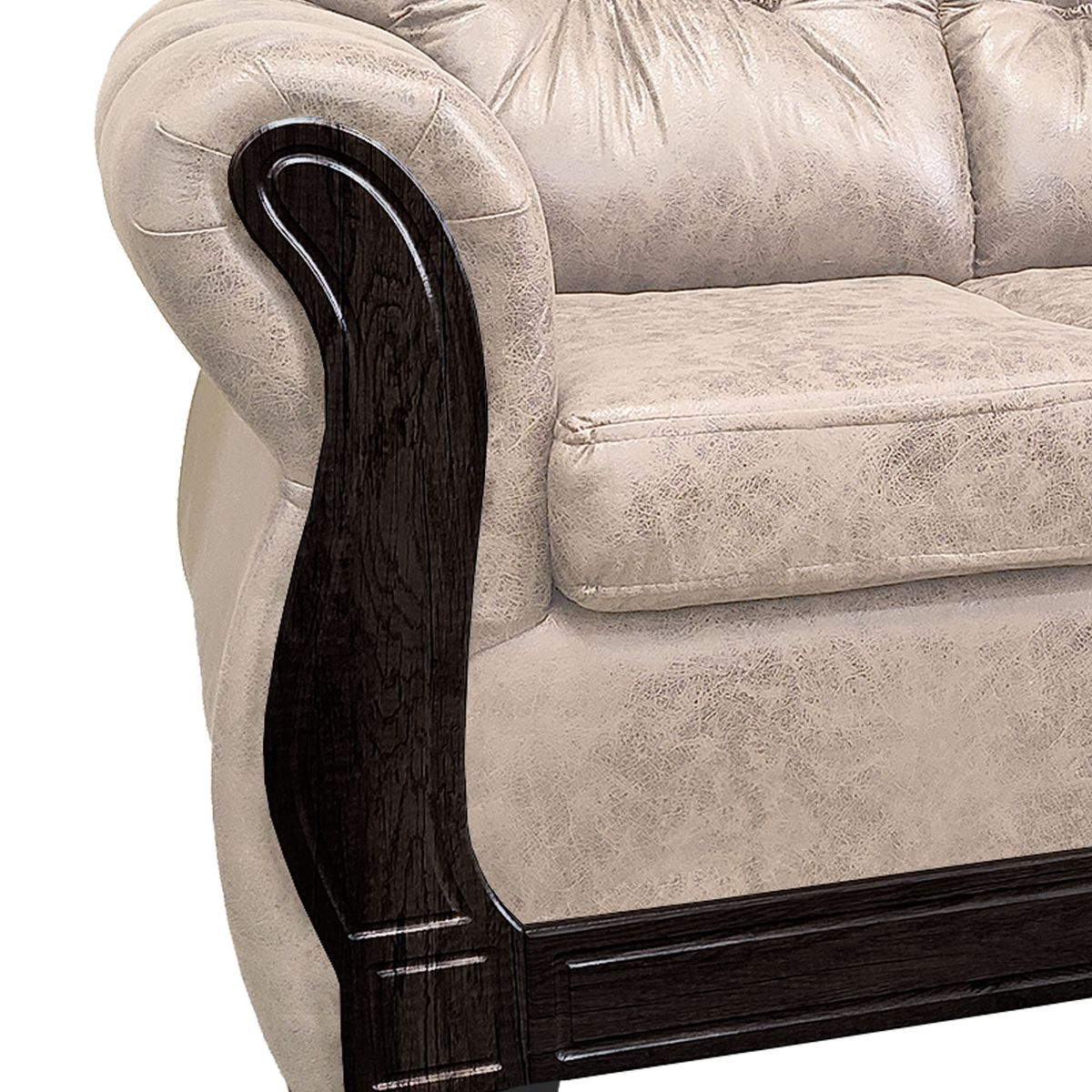 AMERICA DECORA - Living Con Respaldo Confortable 5 Cuerpos Taurus 3+2 Envejecido Blanco