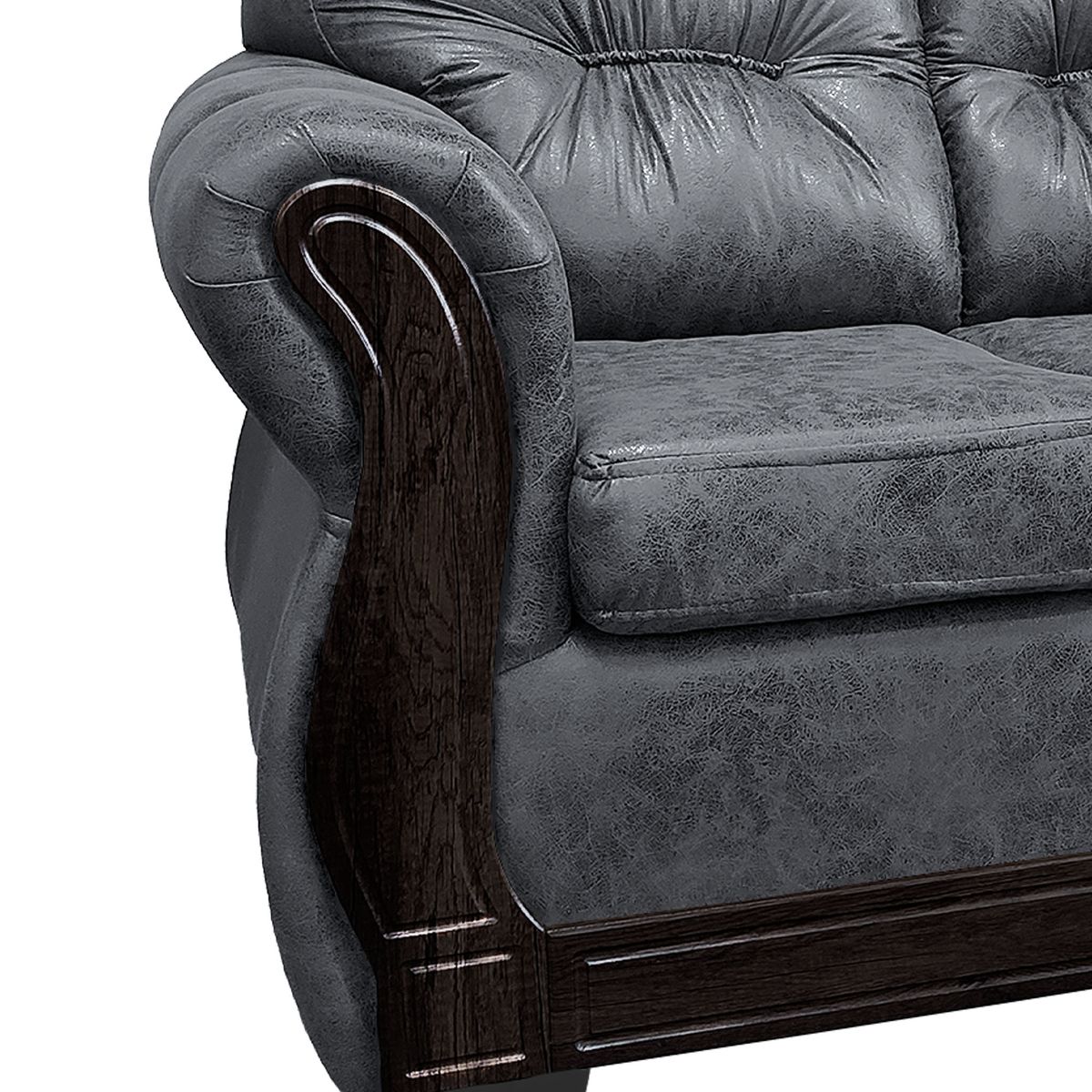 AMERICA DECORA - Living Con Respaldo Confortable 5 Cuerpos Taurus 3+2 Envejecido Gris