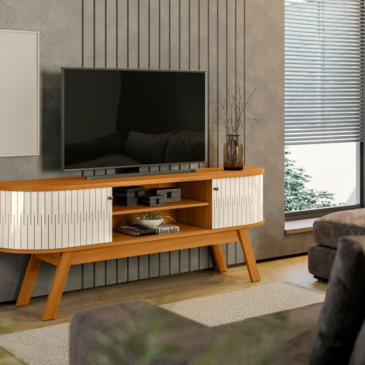 TAHUARI - Rack Valencia cinamomo off white